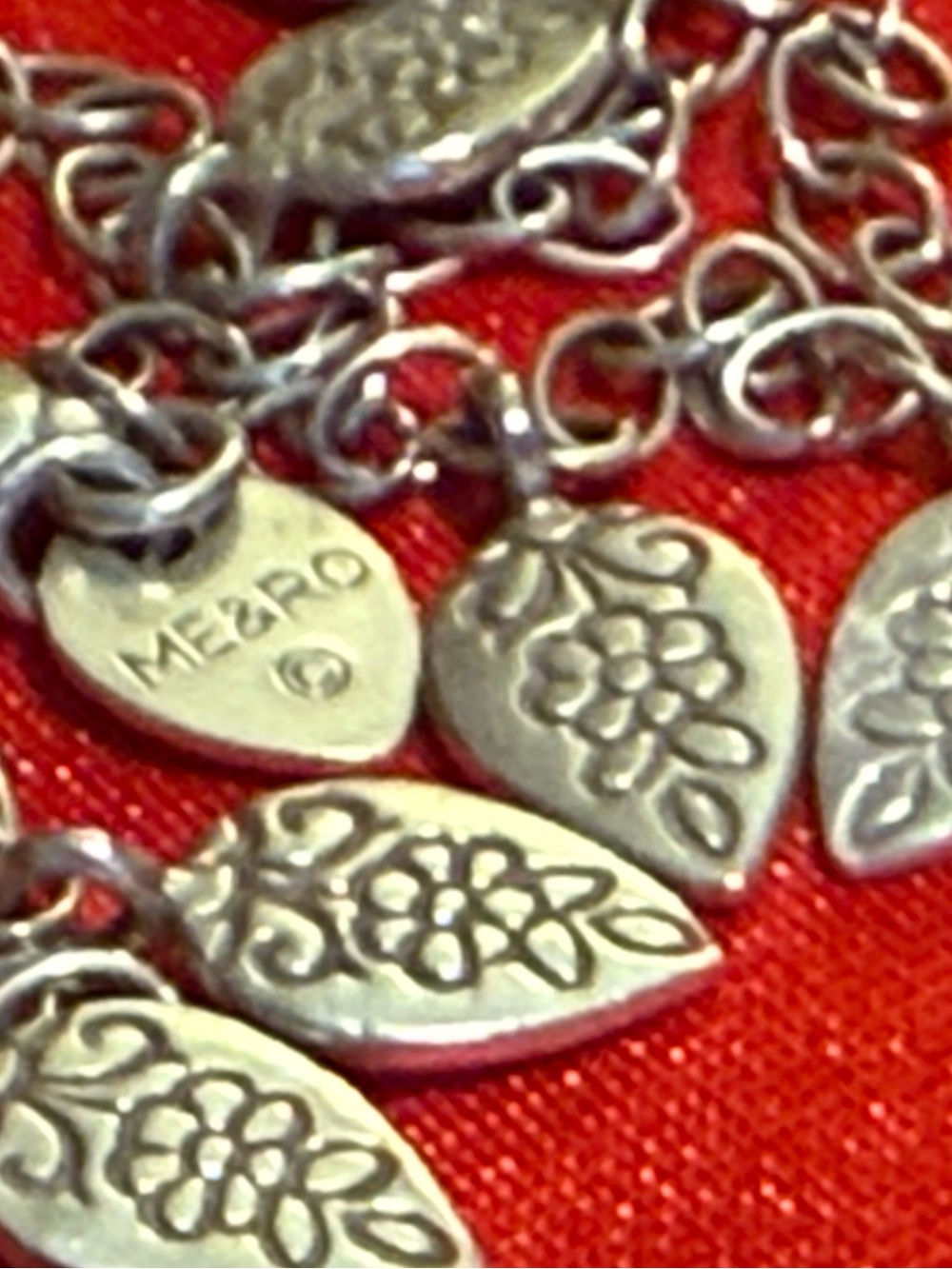Authentic Me & Ro Sterling Silver Etched Flower Multi-Charm Bracelet